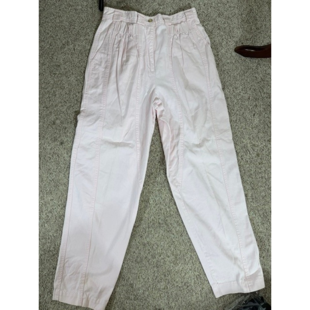 Vintage Mondi Pink High Waisted Pleated Cotton Tapered Pants Size 38 Hong Kong